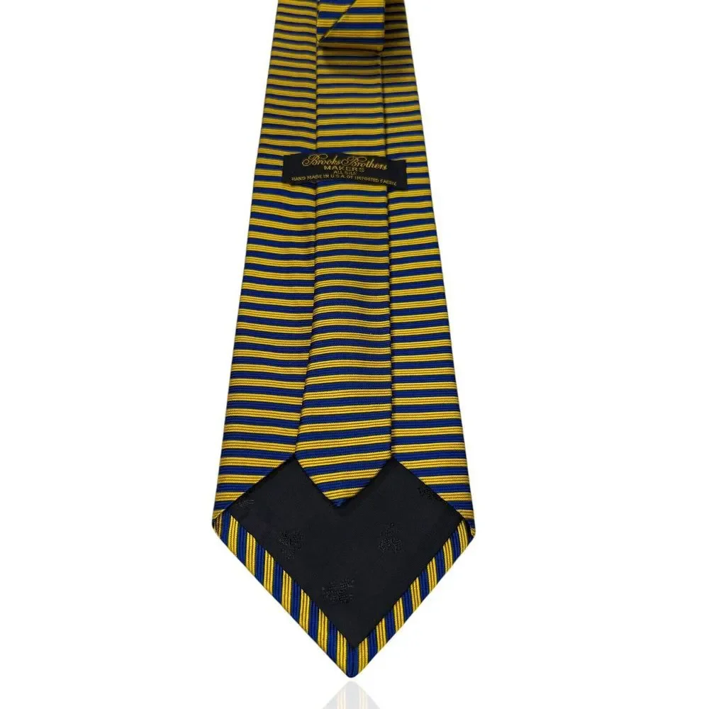 BROOKS BROTHERS 100%‎ Imported Silk Striped Tie Blue Yellow 57